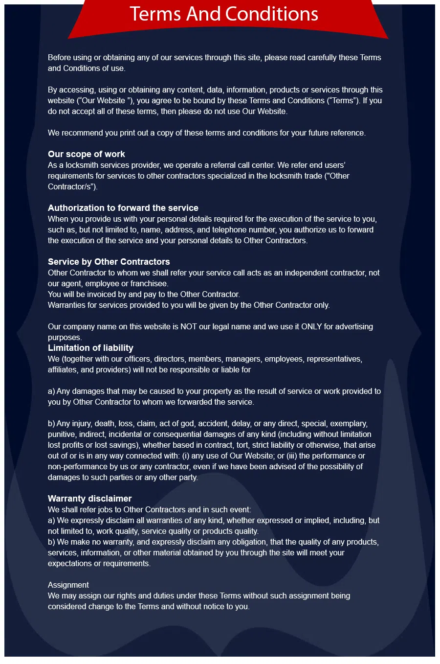 San Diego Central Locksmith San Diego, CA 619-402-1872 - TermsAndConditions-3